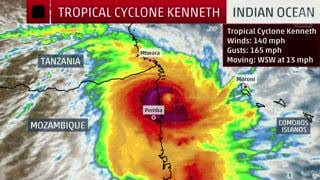 Tropical Cyclone Kenneth Making Landfall in Mozambique