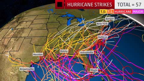 Where Every Hurricane Has Hit the U.S. Since 1985 (MAPS)
